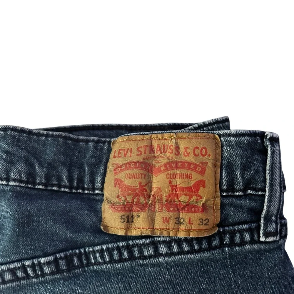 Levis‎ 511 Dark Wash Blue Denim Stretch Slim Fit Jeans Men's 32x32